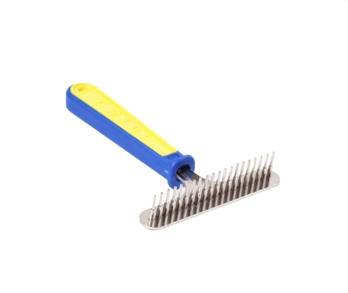 Гребінець-граблі ТМ "FOX" жовто-сині, великі однорядні, 16х11 см