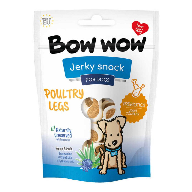 Ласощі  для собак "Bow wow" 80 гр, снеки з куркою у вигляді курячої ніжки