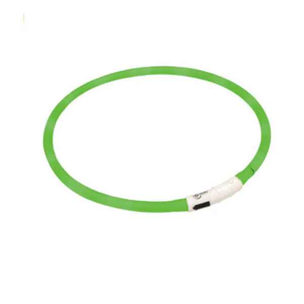 Нашийник CROCI що світиться, LED, USB, силікон, зелений, 40 см