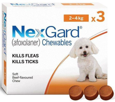 Нексгард для собак 2-4 кг Nexgard таблетки від бліх і кліщів, 1 таблетка