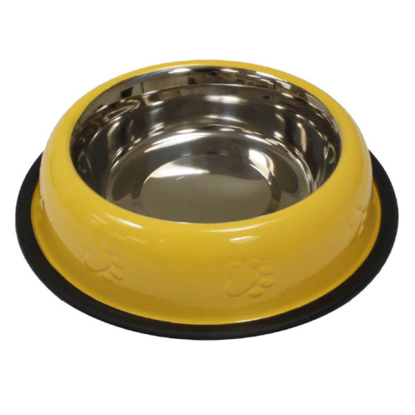 Миска CROCI глазур жовта на гумці, нерж., 0,24л, 16см