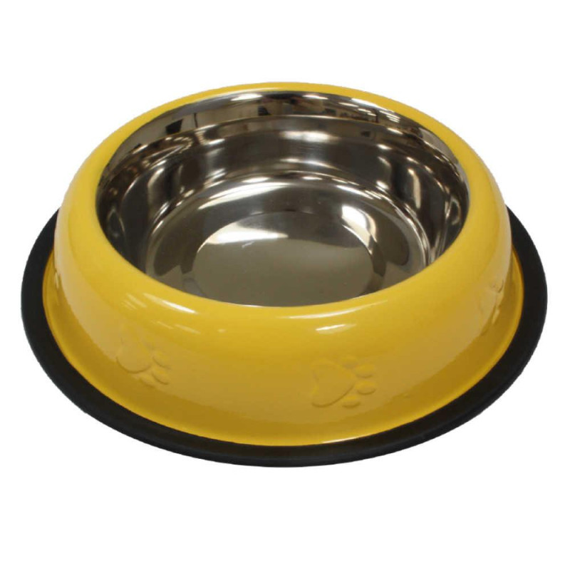 Миска CROCI глазур жовта на гумці, нерж., 0,24л, 16см