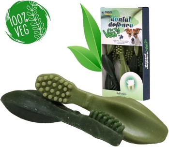 Ласощі Dental Defence Veg L (14 см) зубна щітка із зеленим чаєм і м'ятою для зубів і ясен собак, 100 гр (C1030229)