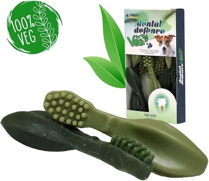 Ласощі Dental Defence Veg L (14 см) зубна щітка із зеленим чаєм і м'ятою для зубів і ясен собак, 100 гр (C1030229)