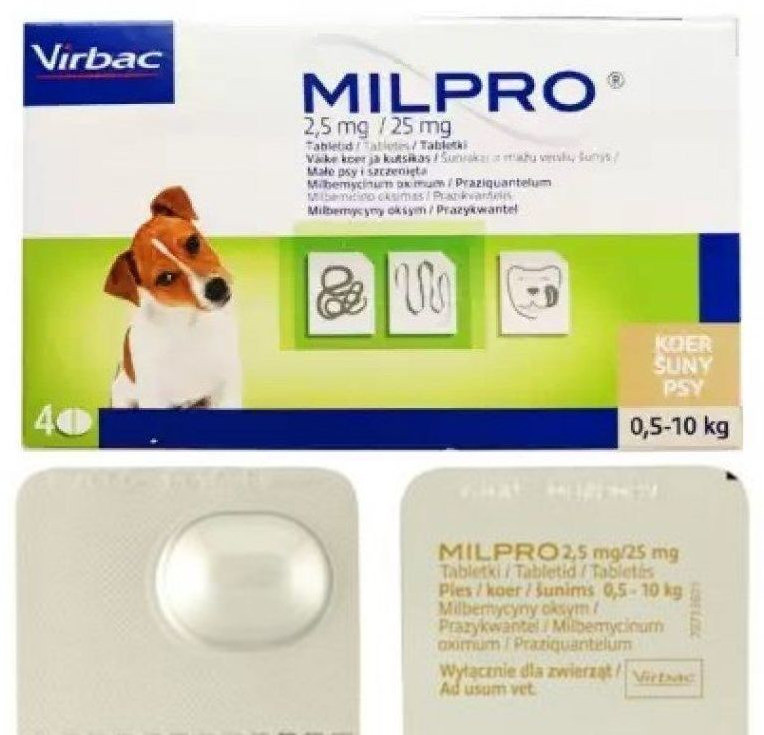 Мілпро Virbac Milpro таблетка від глистів для собак до 5 кг, 1 таблетка (4141)