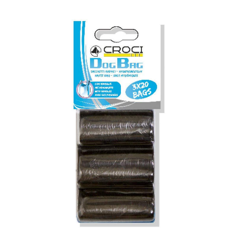 Пакети для собачих фекалій CROCI з ручками, чорні