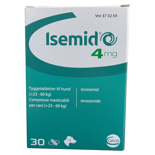 Ісемід 4 мг Ceva Isemid при застійній серцевій недостатності, набряку легенів у великих собак, 30 таблеток Ісемід 4 мг Ceva Isemid при застійній серцевій недостатності, набряку легенів у великих собак, 30 таблеток