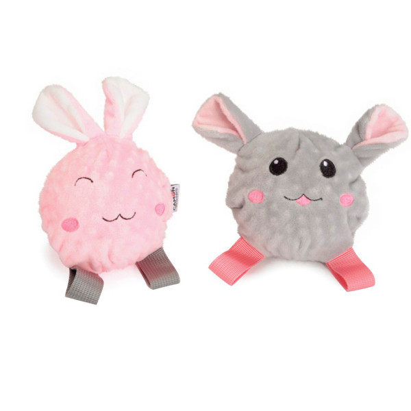 Іграшка для собак CAMON кролик та мишка плюшеві з кулькою TPR та пищалкою, 6,5 см