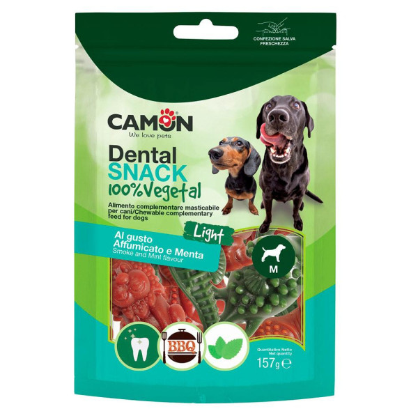 Ласощі для собак CAMON Dental Snak Mix, морські тварини з солодкої картоплі зі смаком томату та копченостей; м'яти, 157 гр, M,