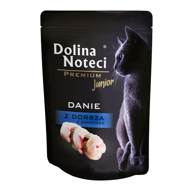 Пауч Dolina Noteci Danie  для кошенят з тріскою та сардиною,85 гр