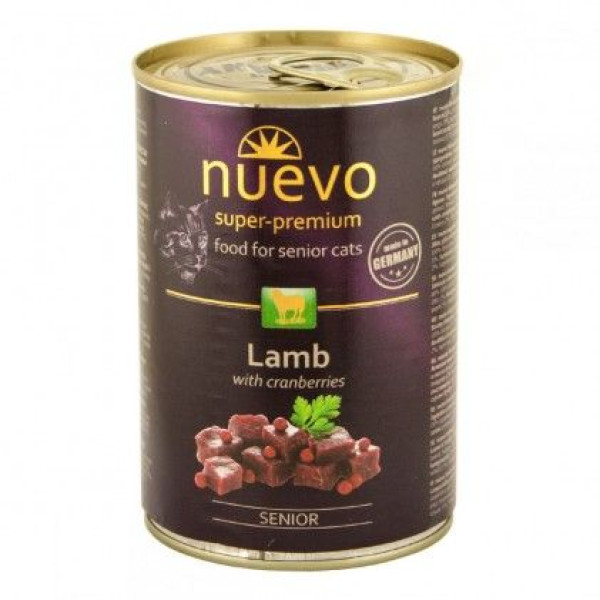 Нуево 400 гр Nuevo Cat Senior Lamb &amp; Cranberries вологий корм з ягням і журавлиною для літніх котів (95117)
