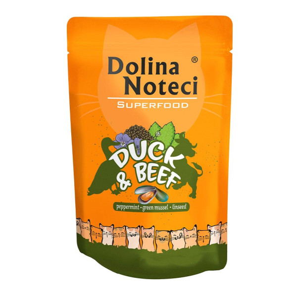 Пауч Dolina Noteci Superfood для котів з качкою і яловичиною,85 гр