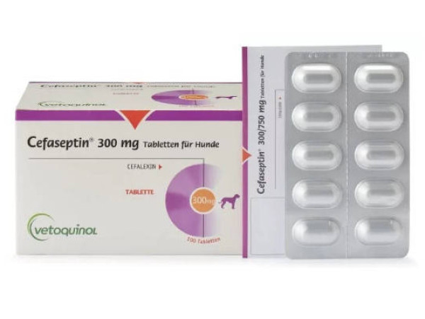 Цефасептин 300 мг Cefaseptin антибіотик для собак при захворюваннях шкіри, сечовивідних шляхів, 10 таблеток (1 таблетка на 20 кг)