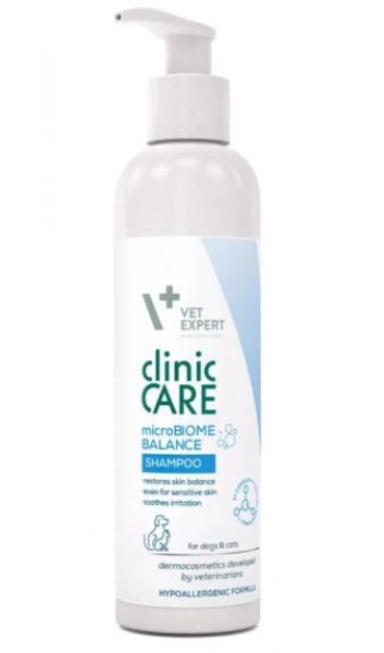 Clinic Care Microbiome Balance VetExpert шампунь для балансу мікробіома шкіри у котів та собак, 250 мл Clinic Care Microbiome Balance VetExpert шампунь для балансу мікробіома шкіри у котів та собак, 250 мл