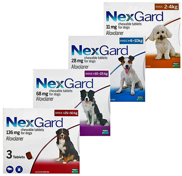 Нексгард для собак 10-25 кг Nexgard таблетки від бліх і кліщів, 3 таблетки