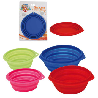 Миска CROCI Travelling bowl, силікон, дорожня, кольори - рожевий або зелений, 0,5л, 14,5см