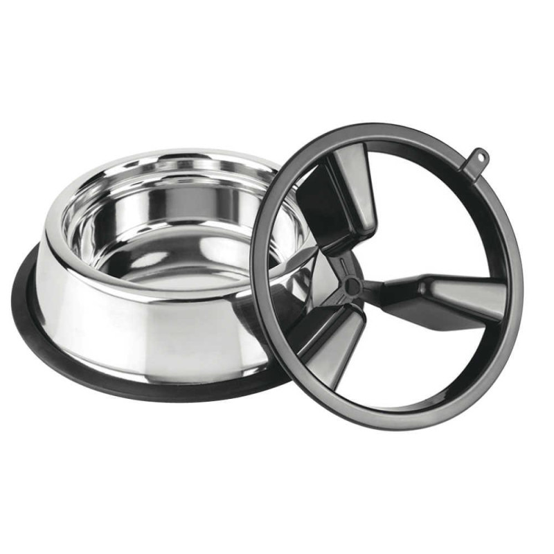 Миска CROCI Slow Eating 2in1, метал, пластиковий дільник, 27см