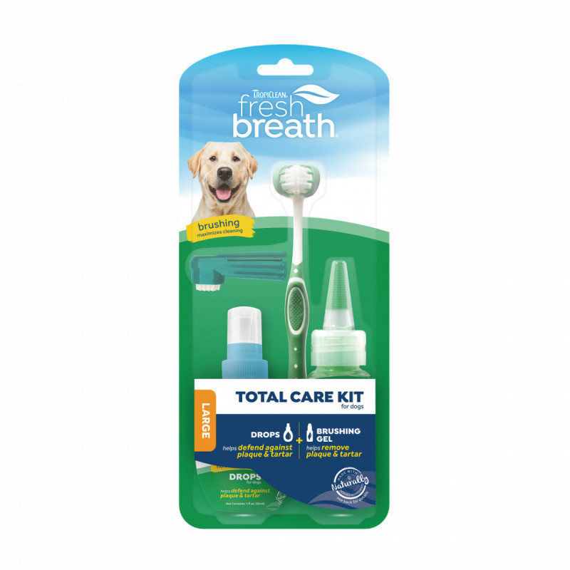 Набір Тropiclean Total Care Kit for Large Dog Тропіклін &quot;Свіже Дихання&quot; для великих собак, гель + краплі у воду + 2 щітки