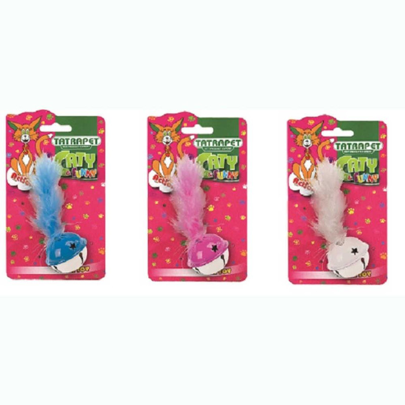 Іграшка для котів TETRAPET Caty funny дзвіночок з пір'ям, 10-3,8см