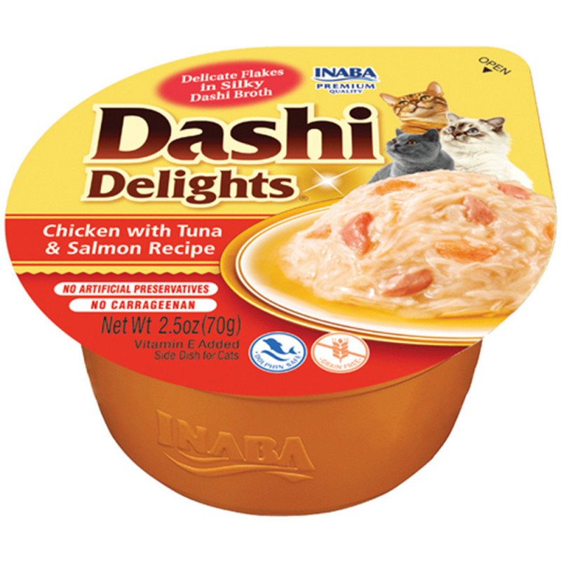 Ласощі INABA "DASHI Delights" для котів,  курка з тунцем та лососем, 70 гр