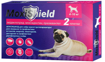 Краплі Моксишилд MoxiShield від бліх, кліщів і глистів для собак вагою від 4 до 10 кг, 2 піпетки (M-817)