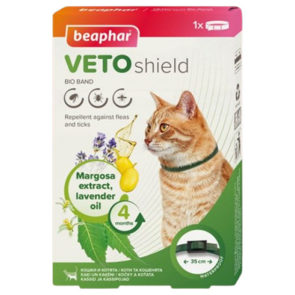 Bio Band VetoShield For Cats Beaphar нашийник від бліх, кліщів і комарів для котів і кошенят з 2 місяців, 35 см (10664) Bio Band VetoShield For Cats Beaphar нашийник від бліх, кліщів і комарів для котів і кошенят з 2 місяців, 35 см (10664)