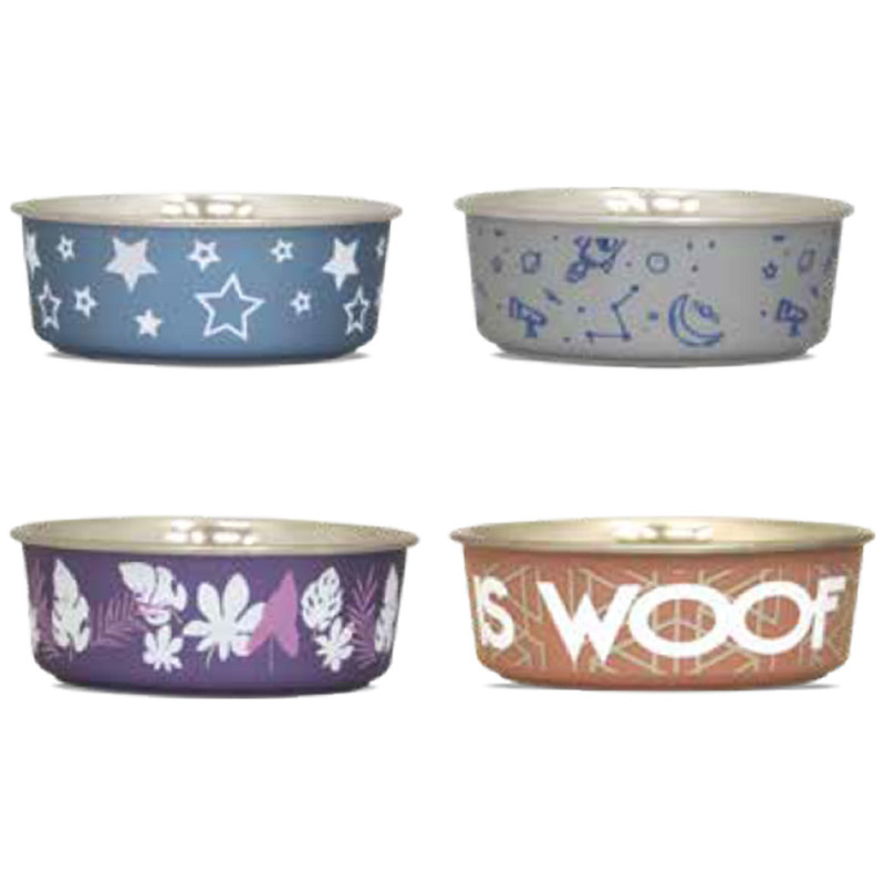 Миска CROCI Roxy принт сатин, в асорт., нерж., 0,45л, 14см