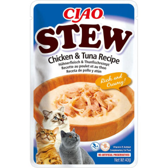 Пауч INABA "CIAO Stew" для котів, з тушкованою куркою та тунцем 40 гр
