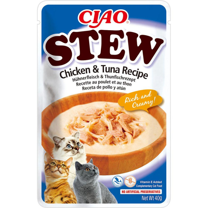 Пауч INABA "CIAO Stew" для котів, з тушкованою куркою та тунцем 40 гр