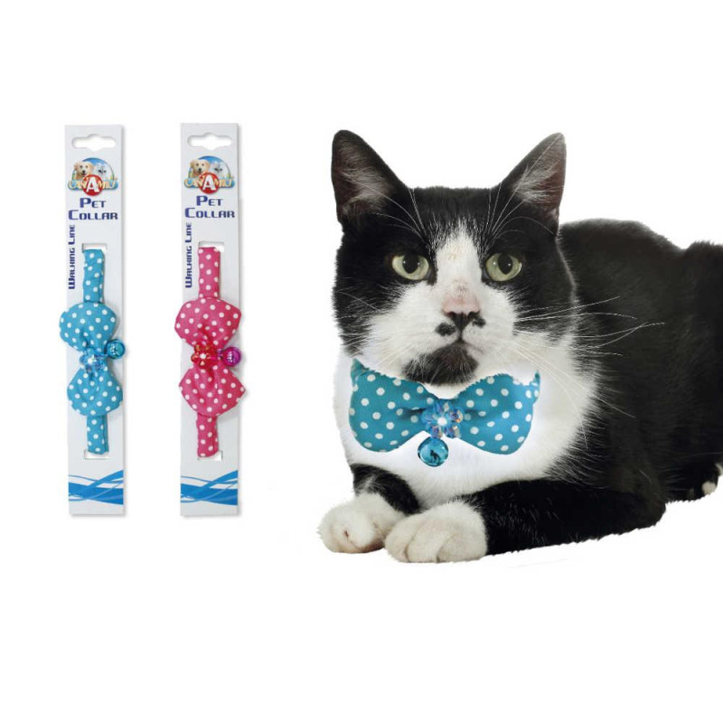 Нашийник для кота CROCI PAPILLON, зі дзвіночком, нейлон, на гумці, 2 кольори, 19-29x1 см