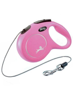 Поводок рулетка Flexi New Classic S для собак весом до 12 кг, трос 8 метров, цвет розовый