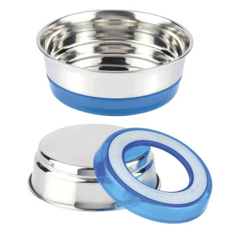 Миска CROCI FLUO на гумці, синій неон, нерж., 0,47 л, 14см