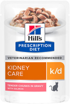 Hill's PD Feline K/D Salmon Pouches вологий корм з лососем при хронічній нирковій недостатності у кішок, 12 паучів по 85 гр