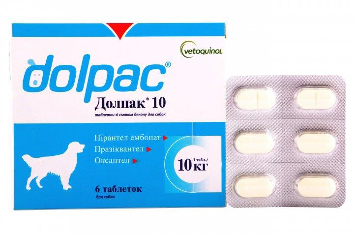 Долпак-10 Dolpac-10 таблетки від глистів для собак, 6 таблеток