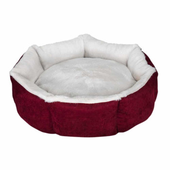 Диван Milord Cupcake L круглий, діаметр 80 см, для собак вагою до 25 кг, колір бордо/сірий (VR09//3619)