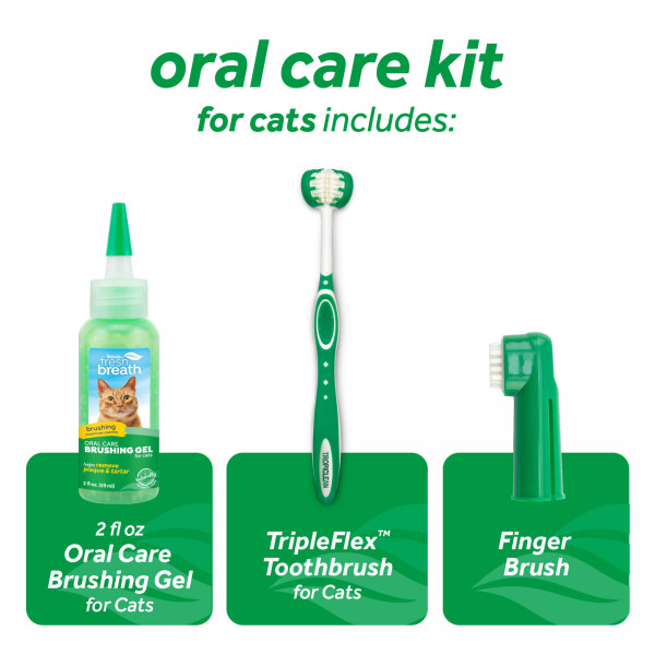 Набір Тропіклін Свіже Дихання Tropiclean Fresh Breath Oral Care Kit for Cat для кішок, гель 59 мл + 2 зубні щітки (003200)