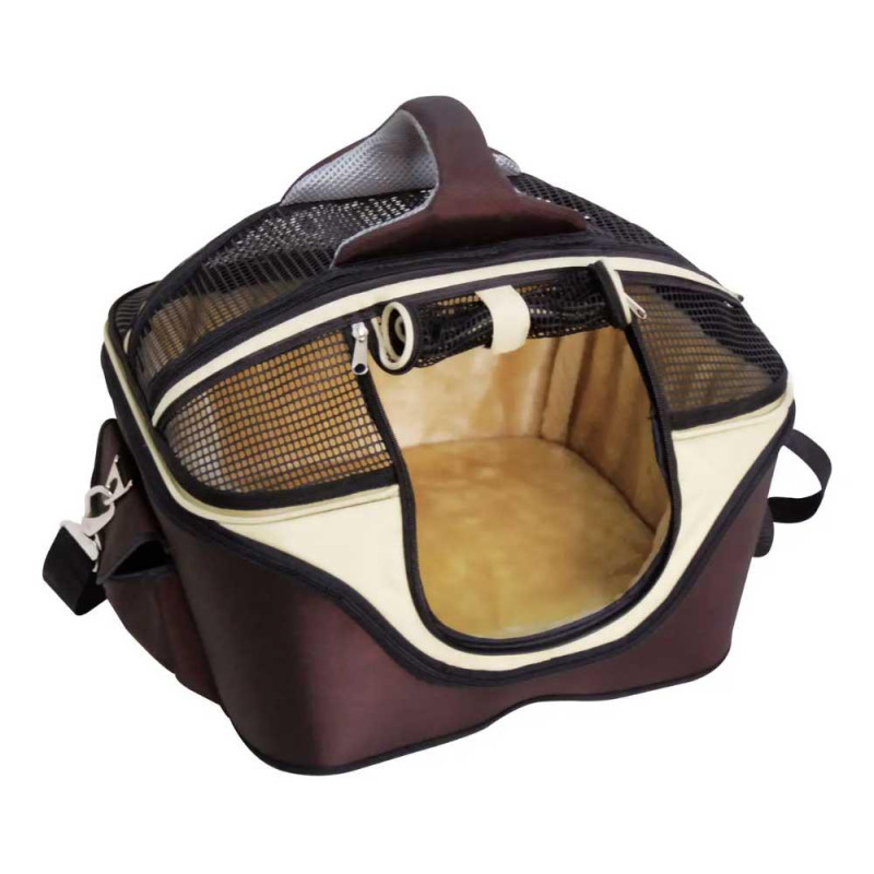 Сумка-лежак для тварини CROCI Fast &amp; Easy, зручно для виставок, коричневий / беж, 49x40x35 см, до 15 кг