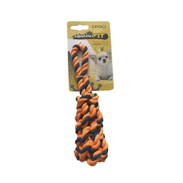 Іграшка для дрібних собак CROCI плетена кістка з каната, помаранчева, 19 см