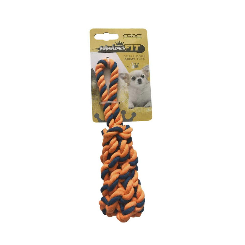 Іграшка для дрібних собак CROCI плетена кістка з каната, помаранчева, 19 см