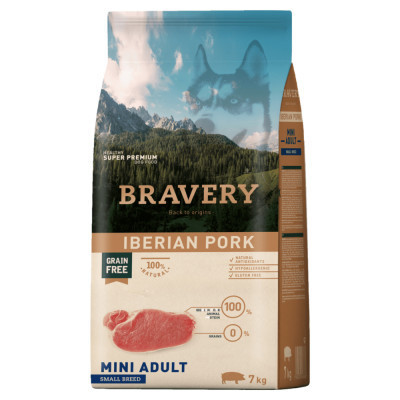 Бравері Bravery Iberian Pork Mini Adult Dog сухий корм з іберійською свининою для дрібних собак, 7 кг (6688)