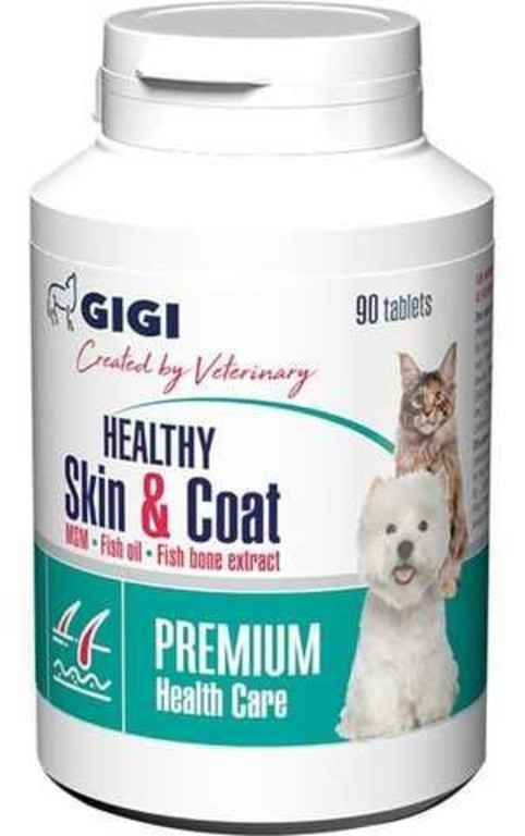 GiGi Healthy Skin &amp; Coat вітаміни для профілактики та лікування дерматитів у котів і собак, 90 таблеток