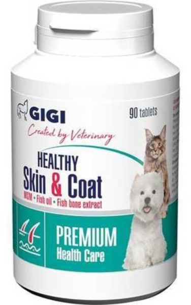 GiGi Healthy Skin &amp; Coat вітаміни для профілактики та лікування дерматитів у котів і собак, 90 таблеток