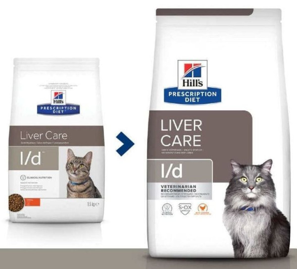 Хілс Hills PD Feline l/d Liver Care сухий корм для котів при ліпідозі печінки, печінковій енцефалопатії, 1,5 кг (607651)