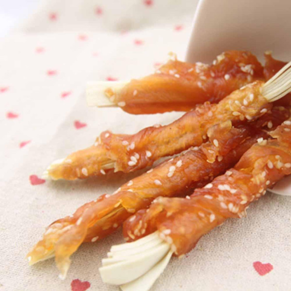 Ласощі "Селянські Смаколики" для собак,скибочки тріски з куркою та кунжутом,12 см, 500г