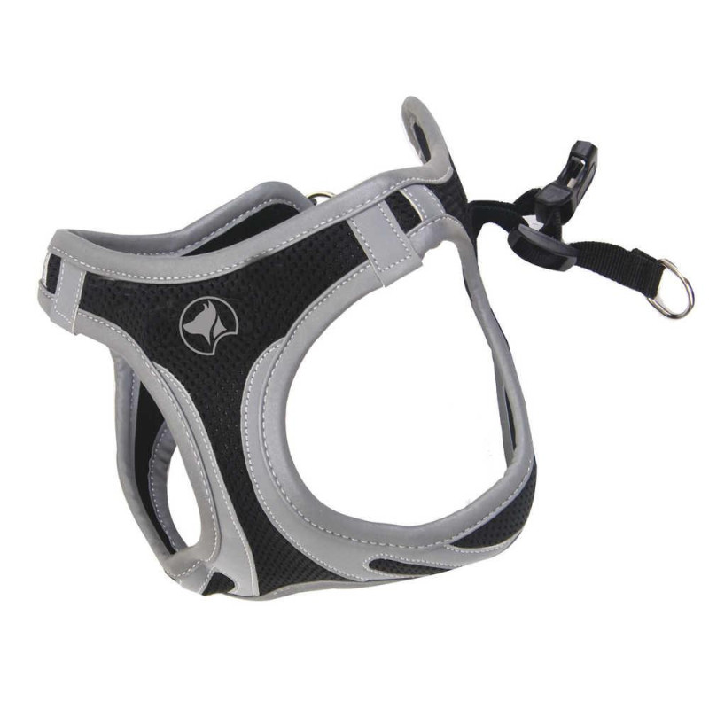 Шлея CROCI HIKING REFLECTIVE, чорна, нейлон, L 46-53 см