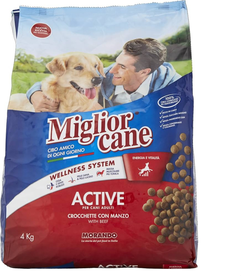 Морандо Morando MigliorCane Wellness System Active сухий корм з яловичиною та злаками для активних дорослих собак усіх порід, 4 кг