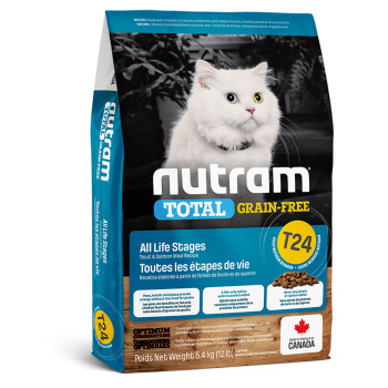 Нутрам Nutram T24 Total GF All Life Stages Salmon &amp; Trout сухий корм із лососем і фореллю для котів, 5,4 кг (T24_(5.4kg)
