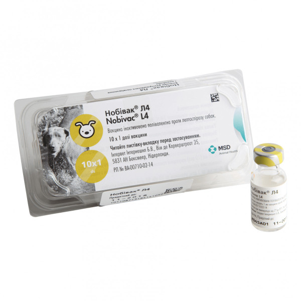 Нобівак L4 Nobivac вакцина інактивована полівалентна проти лептоспірозу у собак, 1 доза