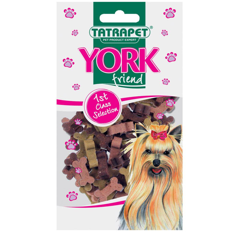 Ласощі для собак TETRAPET York, снекі-мікс з кісточок, курка, яловичина, бекон, 90 г