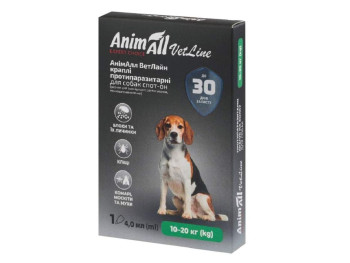 Animall spot-on "vetline" Анімал краплі від бліх і кліщів для собак вагою 10 - 20 кг, 1 піпетка х 4 мл